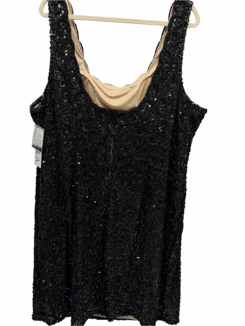 NWT Scala 60046X Black Nude Sequin Short Cocktail Dress Plus Size 22 - Picture 2 of 9